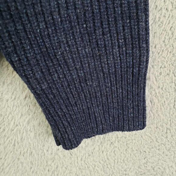 LL Bean Sweater Waterfowl Merino Wool Men’s Size L Large Quarter Zip Knit Blue - Picture 4 of 10